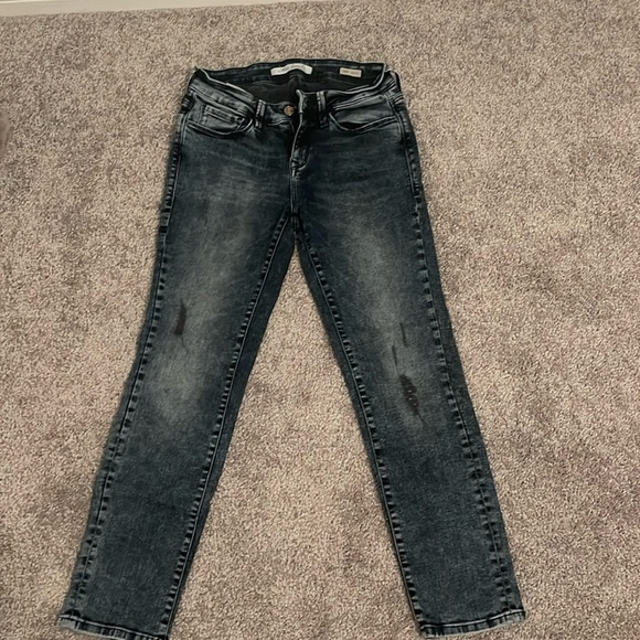 Mavi Ada Mid Rise Distressed Dark Blue Wash  Boyfriend Jeans 24X27 - Picture 1 of 13